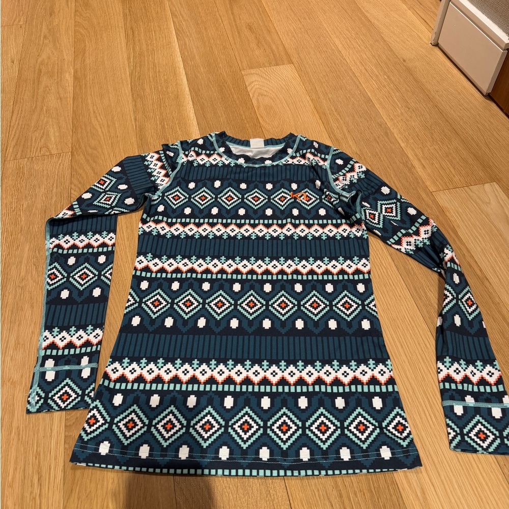 Kari Traa Geometric Pattern Fair isle Long Sleeve baselayer size small